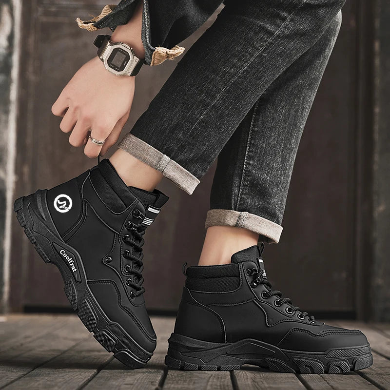 Fashion Mens Walking Sneakers Anti-slip Climbing Hiking Shoes Comfort Ankle Boots Work Boots High Top Jogging Casual Sport Shoes