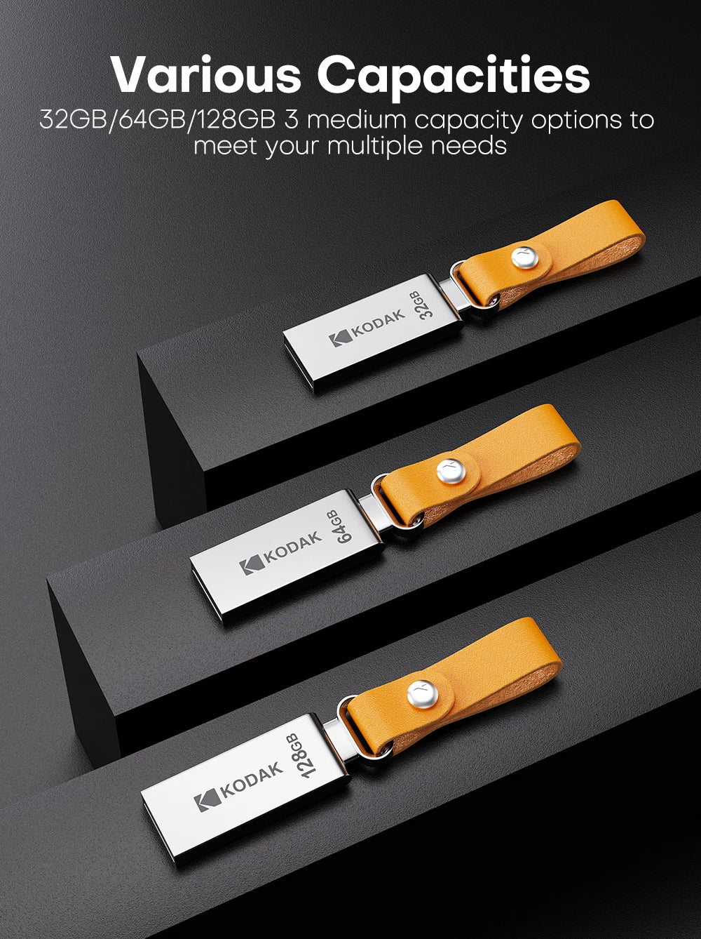 KODAK Mini USB Flash Drive USB Pendrive U Disk Memory Stick 128GB 64GB 32GB USB Storage Key for PC with Leather Band Gift