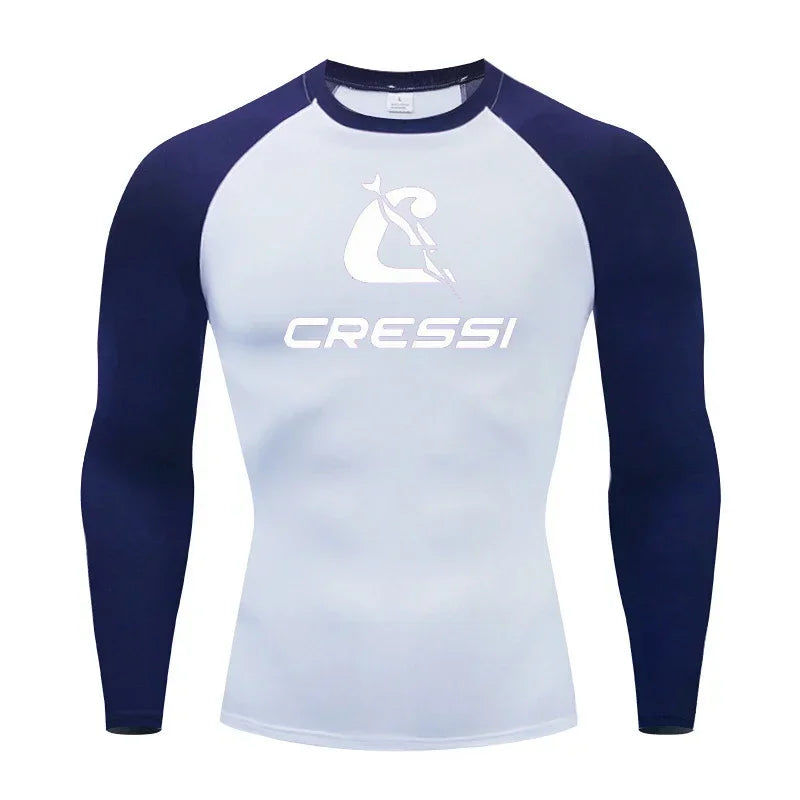 Men Surf Sunscreen Diving Suit Rash Protection t-Shirt Swimsuit Tight Short-Sleeved Swimming Floating UV Protection Diving Suit