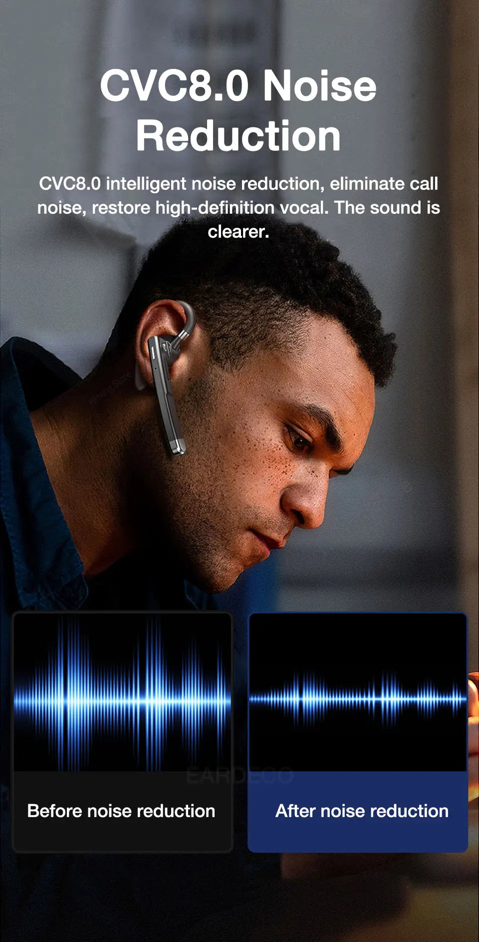 EARDECO Business Bluetooth Earphones Headset Hearing Aids Wireless Headphones with Microphone Auriculares Handsfree Earphone