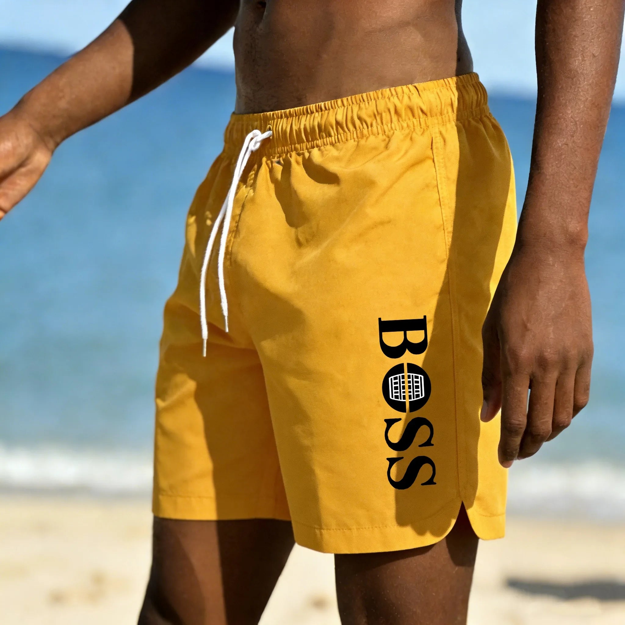 Men's Shorts 2025 Beach Trunks Summer Swim Gym Pants Quick Drying Swimming Homme Surf Ventilate Drawstring Fashion Casual Daily