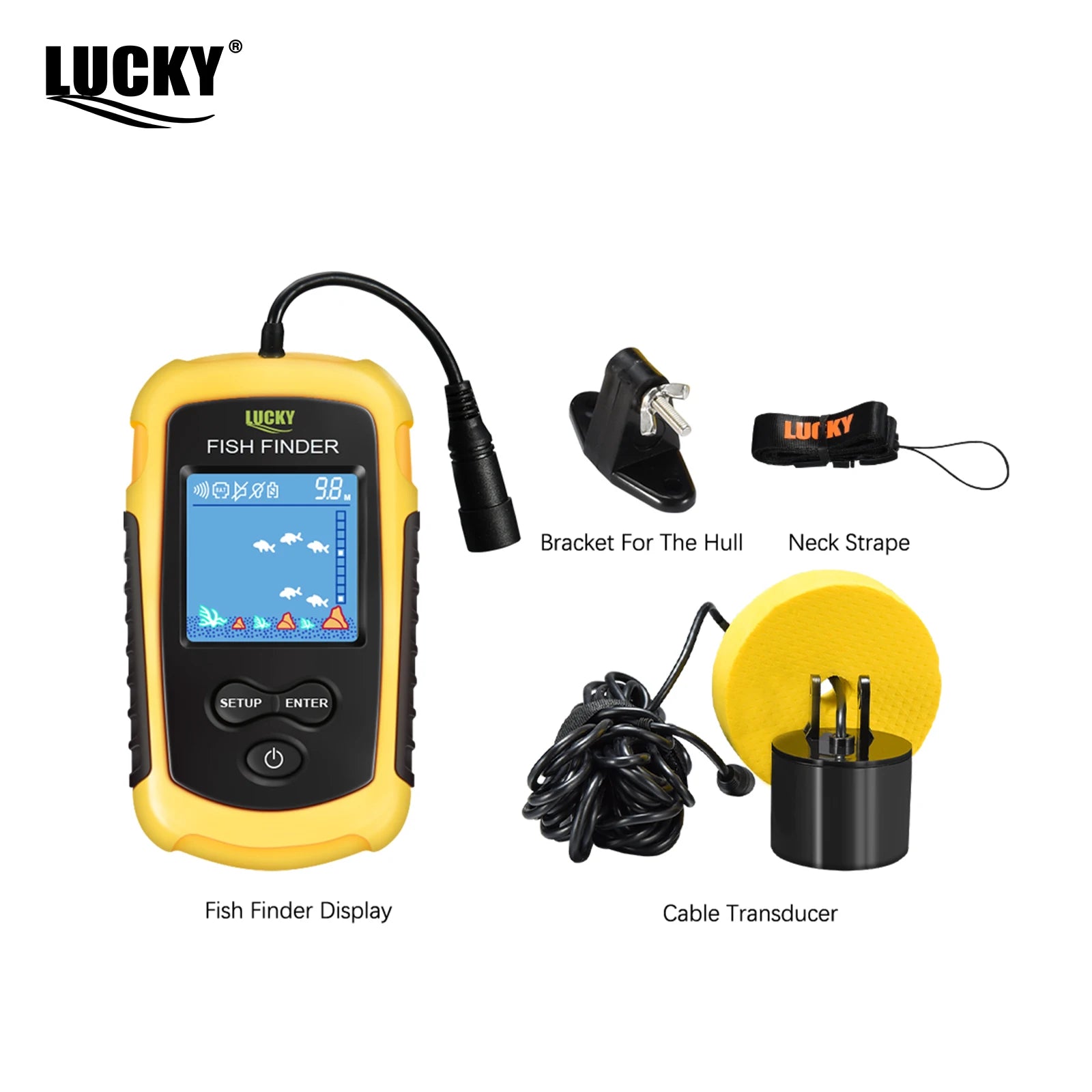 Portable Sonar Fish Detector FFC1108-1 - 100M Alarm 45° Coverage for Lake and Sea