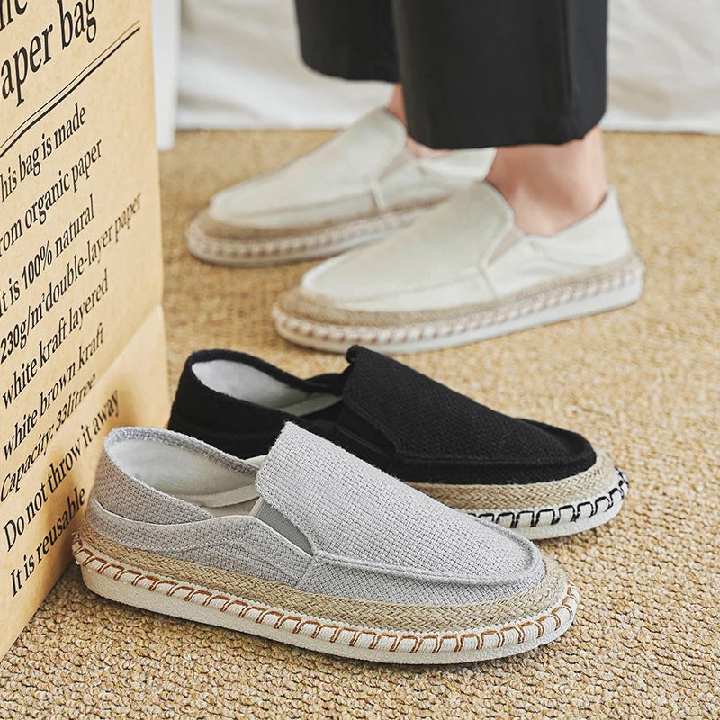 Espadrilles Shoes for Men Man Sneakers Summer Non-Leather Casual Shoes Fashion Footwear Men Male Classics Designer Linen Leisure