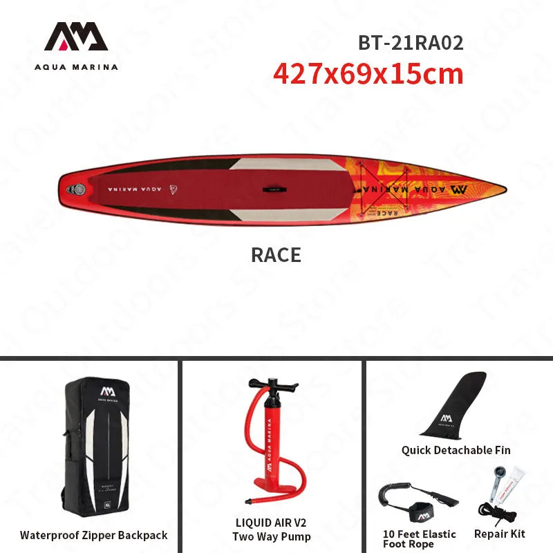 AQUA MARINA New RACE SUP Competition Surfboard 3.8m/4.2m Water Sports Pointed Design Fast Surfing Inflatable Surfboard 2 Size