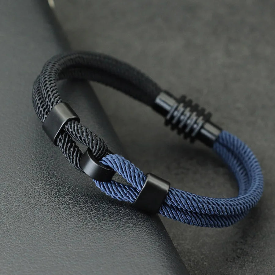 New Bicolor Thread Bracelet For Men Magnet Buckle Concentric Knot Nautical Marine String Braslet Bangle Ukrainian Braclet Joias