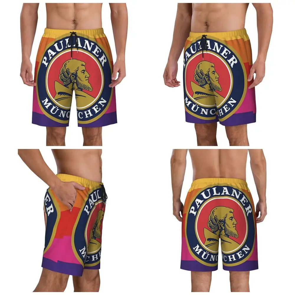 Male Board Shorts Paulaner Spezi Casual Beach Trunks Germany Soda Drink Sports Fitness High Quality Plus Size Beach Short Pants