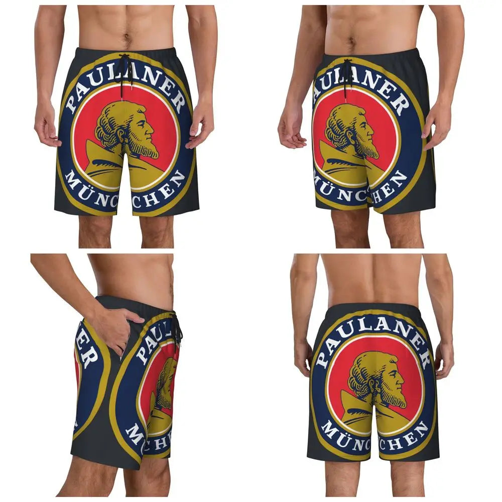 Male Board Shorts Paulaner Spezi Casual Beach Trunks Germany Soda Drink Sports Fitness High Quality Plus Size Beach Short Pants