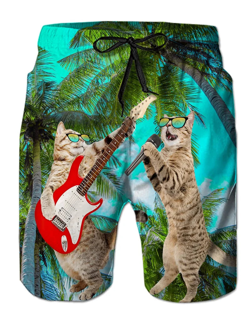Funny Animal Dinosaur Beach Shorts Pants Men 3D Printing Surfing Board Shorts Summer Hawaii Swimsuit Swim Trunks Cool Ice Shorts