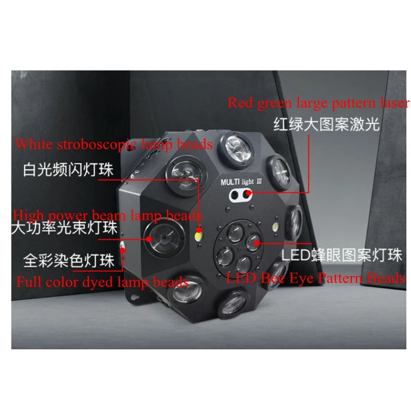 Colorful DJ Disco Laser Stage Lights Voice Controlled LED Effect Rotating Lights Bar Club