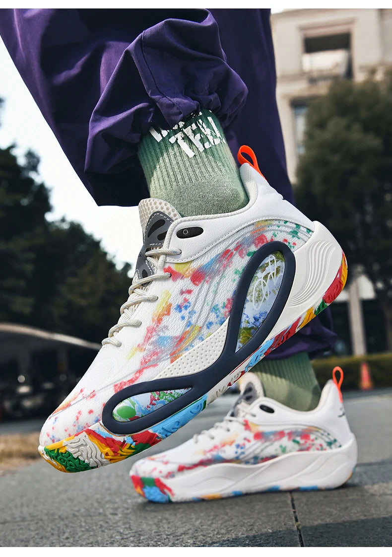 Men's Basketball Shoes Breathable Cushioning Non-Slip Wearable Runing Shoes Gym Training Athletic Basketball Sneakers for Women