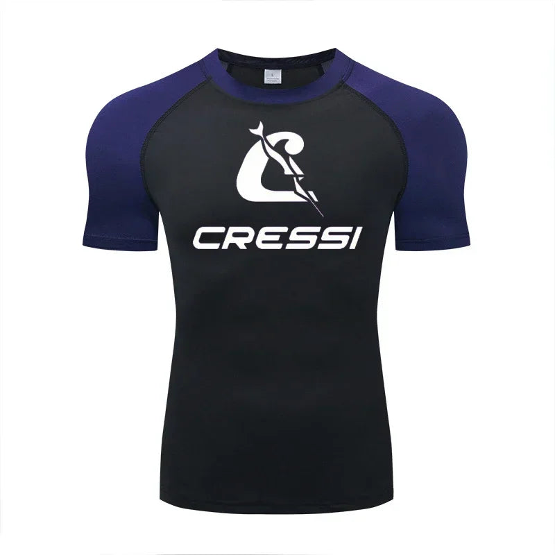 Men Surf Sunscreen Diving Suit Rash Protection t-Shirt Swimsuit Tight Short-Sleeved Swimming Floating UV Protection Diving Suit