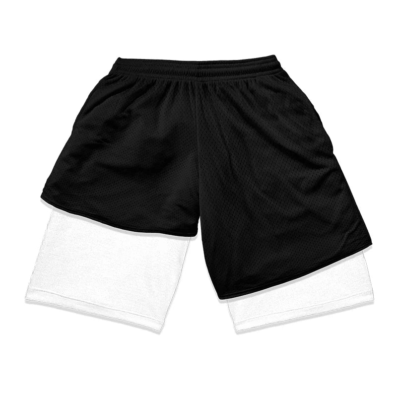 Berserk Print 2 in 1 Running Shorts for Men Gym Workout Fitness Athletic Shorts with Pockets Summer Activewear Quick Dry Stretch