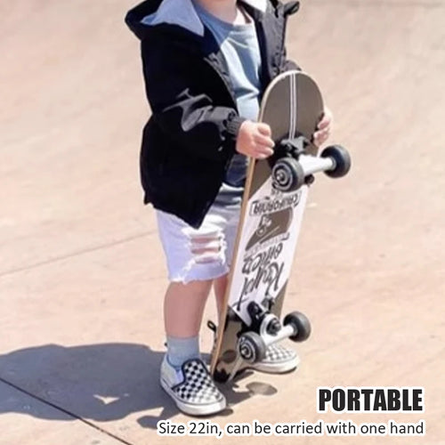 56cm Mini Skateboard Portable Maple Longboard Cartoon Wear-resistant Children Beginner Skateboard Scooter Toy Teenager Gift