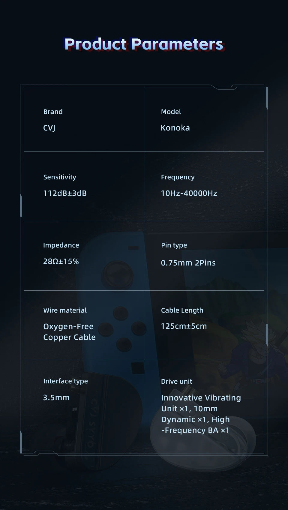 CVJ Konoka In-Ear Earphone With 3D Hifi Triple Hybrid (1DD + 1BA + 1Vibration Driver) Wired DJ Monitors Tuning Switch Headset