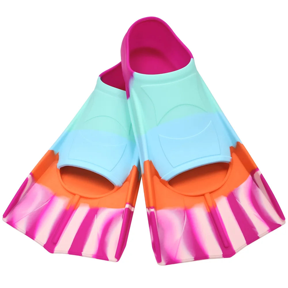 Silicone Swimming Flippers Snorkel Fins Short Frog Shoes Professional Training Breaststroke Scuba Diving Freesnorkel Men Women