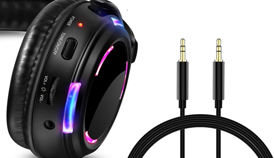 Professional Led Flashing Light Silent Disco Wireless Headphones- RF Wireless Headset for Quiet Party DJ Clubbing Party