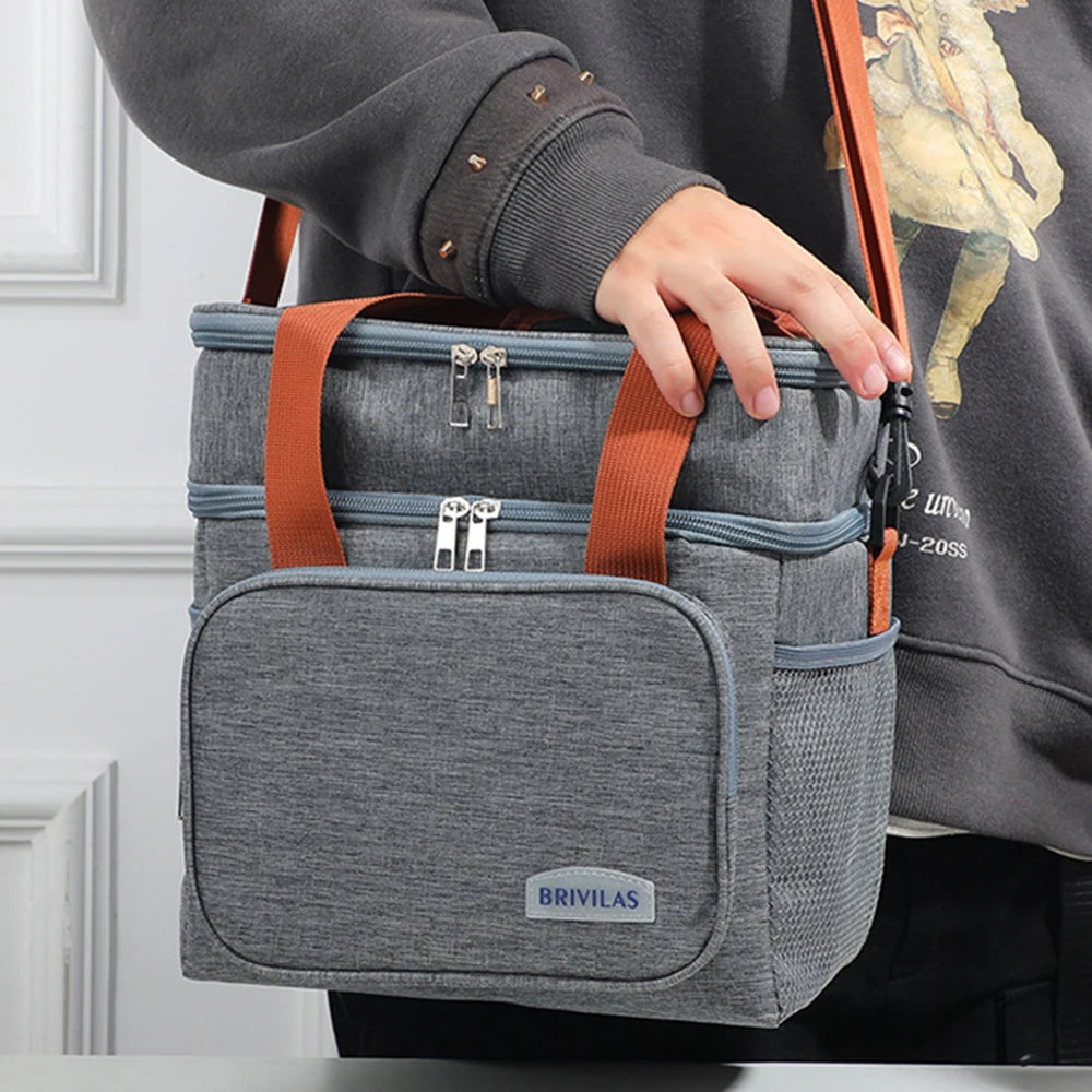 Fashion Crossbody Insulated Lunch Bag – Large Capacity Thermal Food Organizer for Business & Daily Use