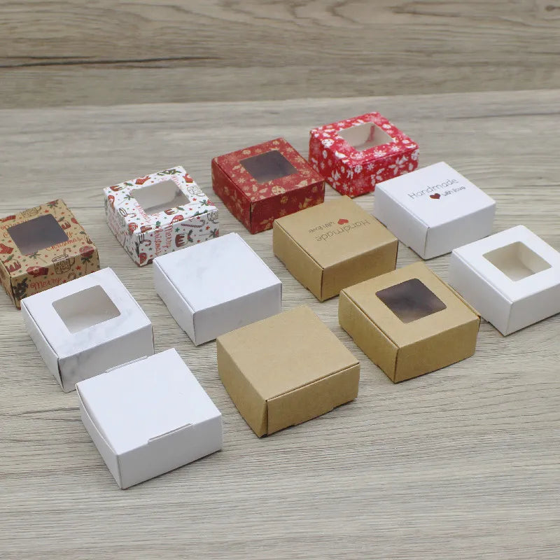 Cajitas de Regalo Kraft con Ventana - 10 Piezas 5.5x5.5x2.5cm