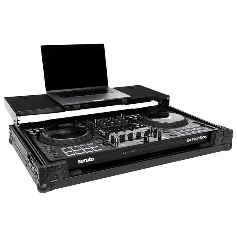 Black DJ Flight Case DDJ-FLX10 With Laptop Platform &amp; Wheels Flight Case
