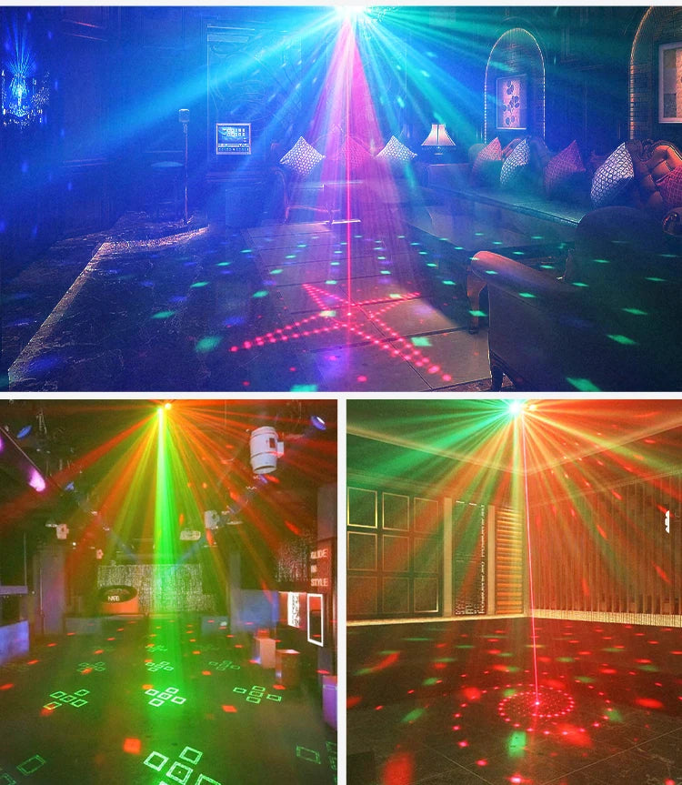 DJ Disco Laser Projection Strobe Light RGB LED Party Lights with DMX Voice Remote Control Bar Holiday Live Show Decor Lighting