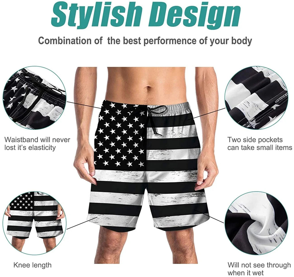 Men Summer Casual Beach Shorts Capybaras For Men Quick Dry Mens Drawstring Waist Surf Swimming Shorts