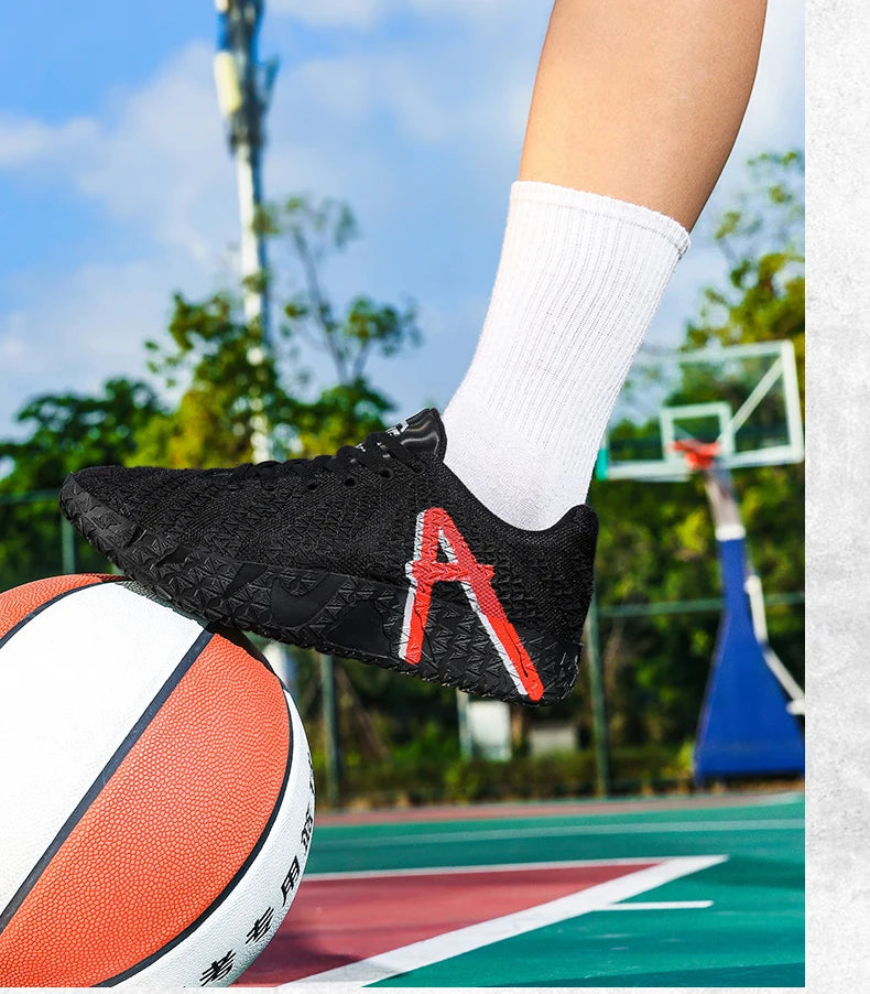 Sports and leisure shoes, men's shoes, marathon oversized air cushioned shoes, fly woven all season rubber, wear-resistant, anti