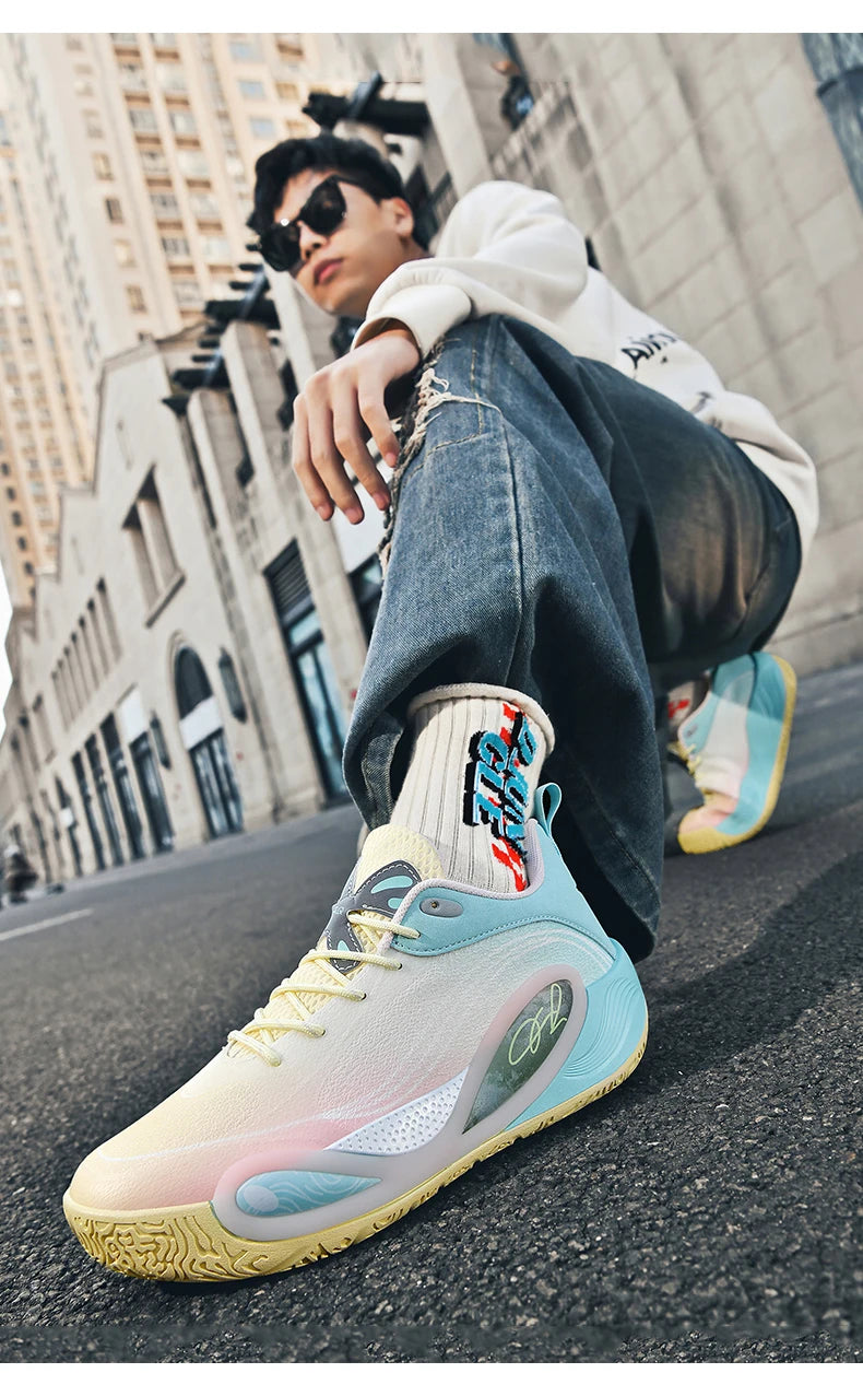 Men's Basketball Shoes Breathable Cushioning Non-Slip Wearable Runing Shoes Gym Training Athletic Basketball Sneakers for Women