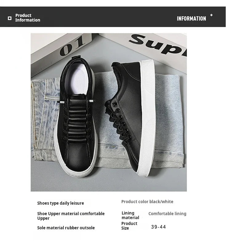 Men's Sneakers Casual Sports Shoes for Men Lightweight PU Leather Breathable Shoe Flat White Shoes Zapatillas Hombre