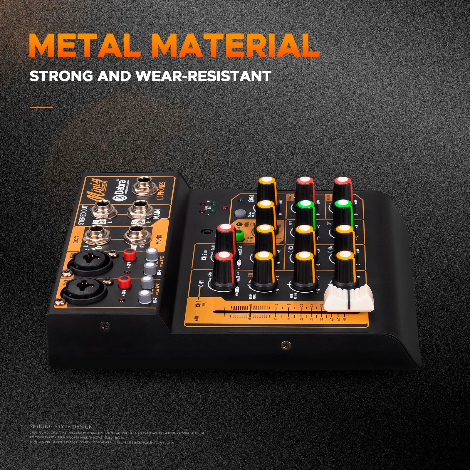 Debra Mini6 Audio Mixer DJ Console Bluetooth 5.0 OTG Reverb 48V Sound Card For Live Broadcast PC Recording