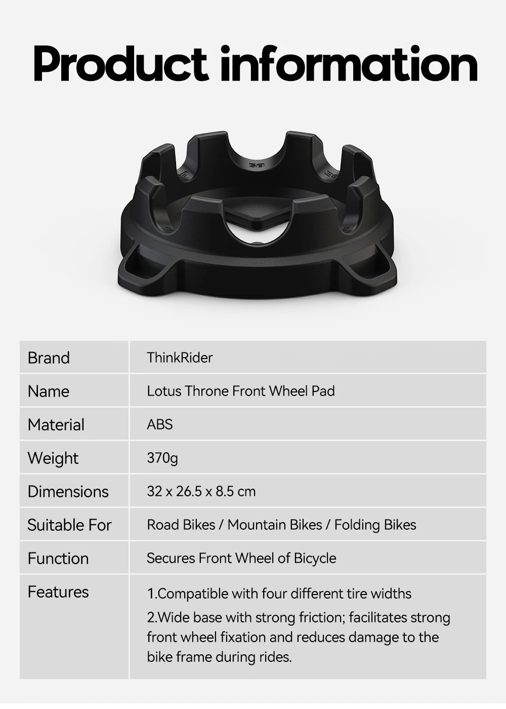 ThinkRider Bike Trainer Front Wheel Block, Suitable for 700C, 26/27.5/29 inch  Tire，Indoor Bike Trainer Stand Front Wheel Holder