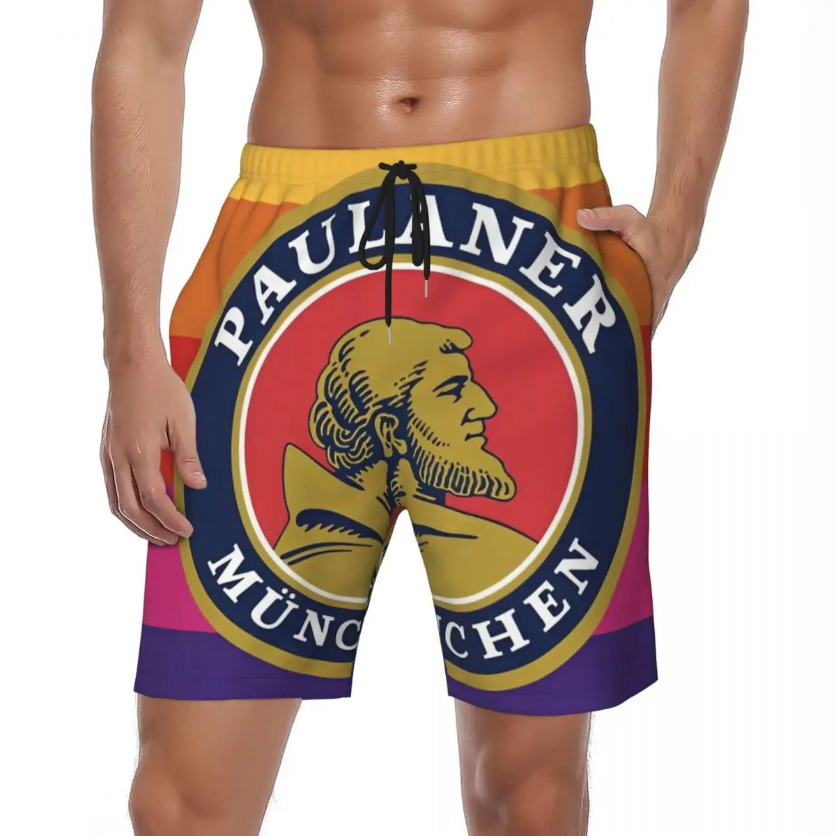 Male Board Shorts Paulaner Spezi Casual Beach Trunks Germany Soda Drink Sports Fitness High Quality Plus Size Beach Short Pants