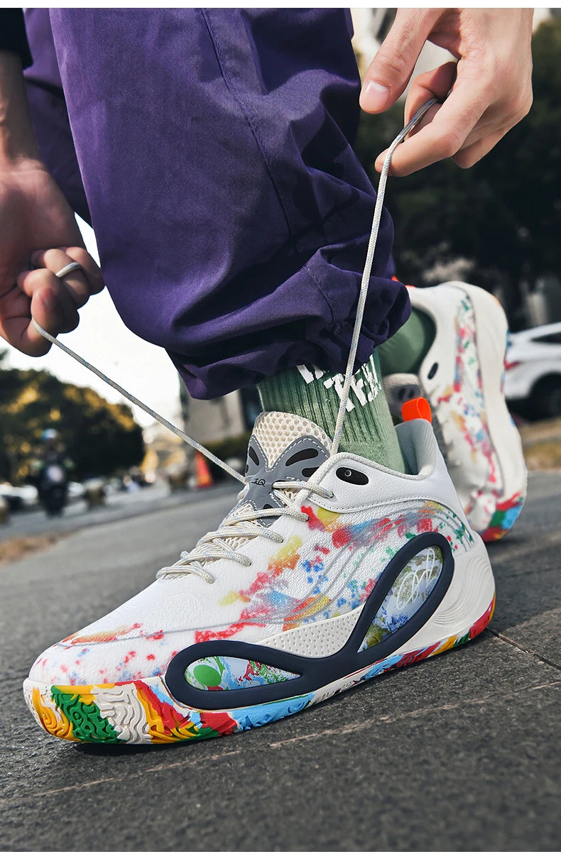 Men's Basketball Shoes Breathable Cushioning Non-Slip Wearable Runing Shoes Gym Training Athletic Basketball Sneakers for Women