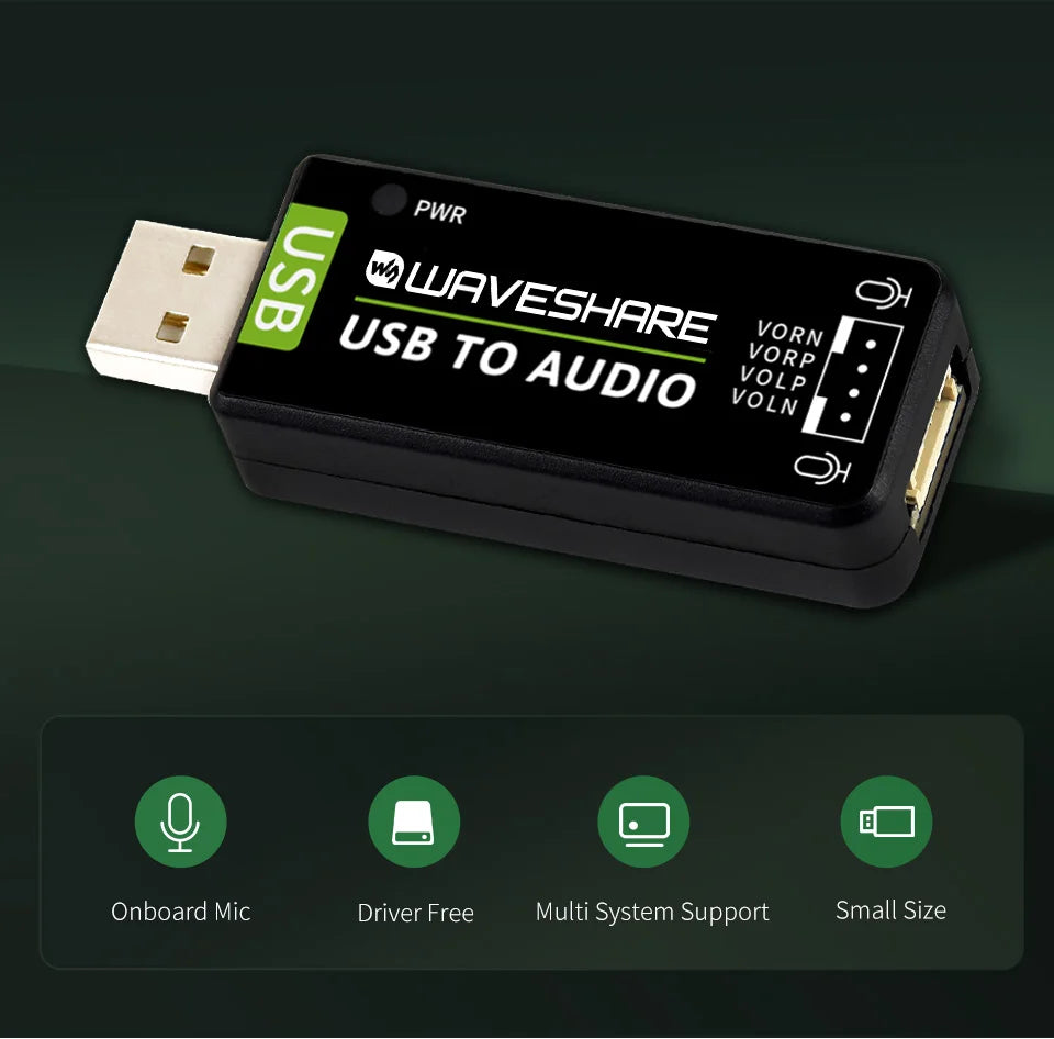 USB Audio Module Driver Free USB-A stereo codec Onboard microphone and speaker interface For Raspberry PI/Jetson Nano/PC