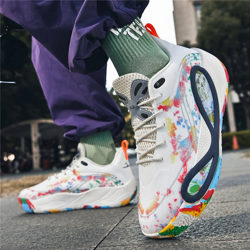 Men's Basketball Shoes Breathable Cushioning Non-Slip Wearable Runing Shoes Gym Training Athletic Basketball Sneakers for Women