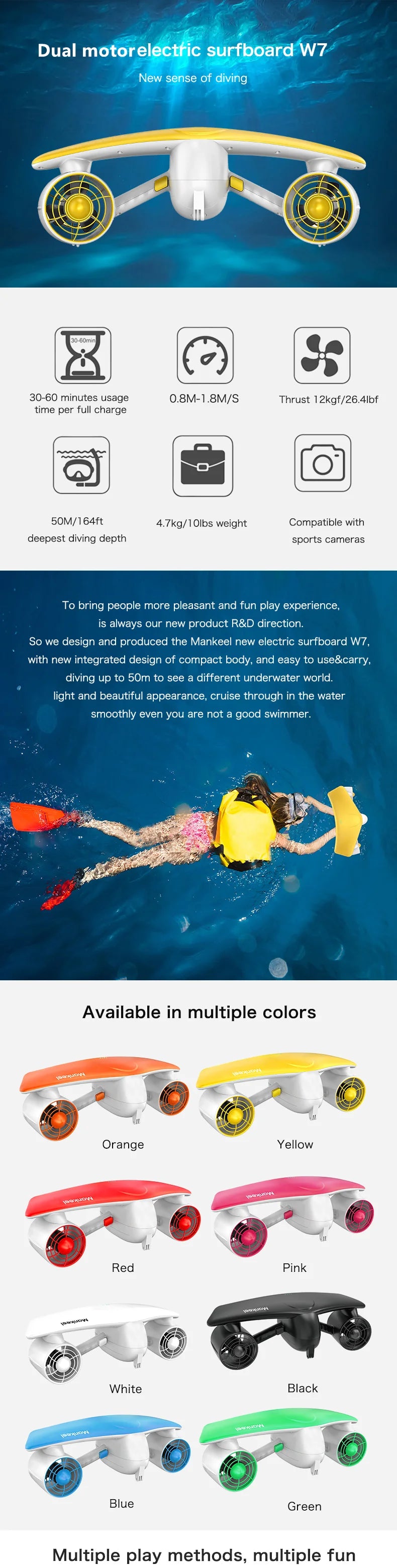 Waterboard Sea Scooters Swimming Kickboard Electric Surfboard Under Underwater Swimming Board Underwater Scooter