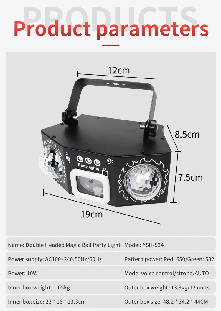 DJ Disco Laser Projection Strobe Light RGB LED Party Lights with DMX Voice Remote Control Bar Holiday Live Show Decor Lighting