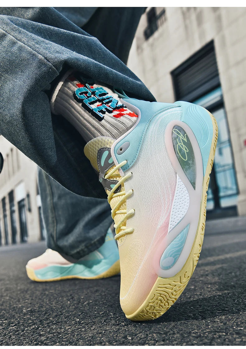 Men's Basketball Shoes Breathable Cushioning Non-Slip Wearable Runing Shoes Gym Training Athletic Basketball Sneakers for Women