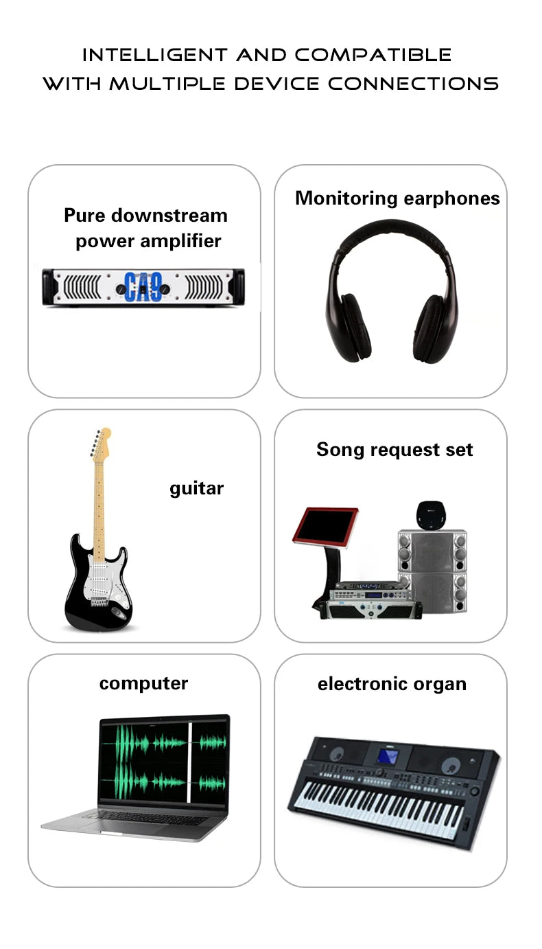 4 Channel Mixer DJ Mixing Console with Bluetooth 48V Phantom Power Monitor Karaoke System USB Mixer Audio