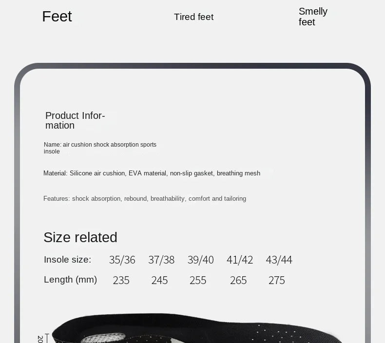Men's and Women's Sports Shoes, Basketball Insoles, Sweat Absorbing, Breathable, Comfortable and Shock-absorbing Silicone Pads