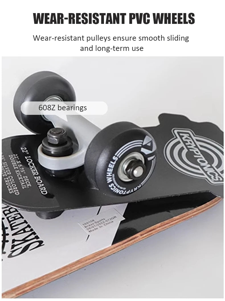 56cm Mini Skateboard Portable Maple Longboard Cartoon Wear-resistant Children Beginner Skateboard Scooter Toy Teenager Gift