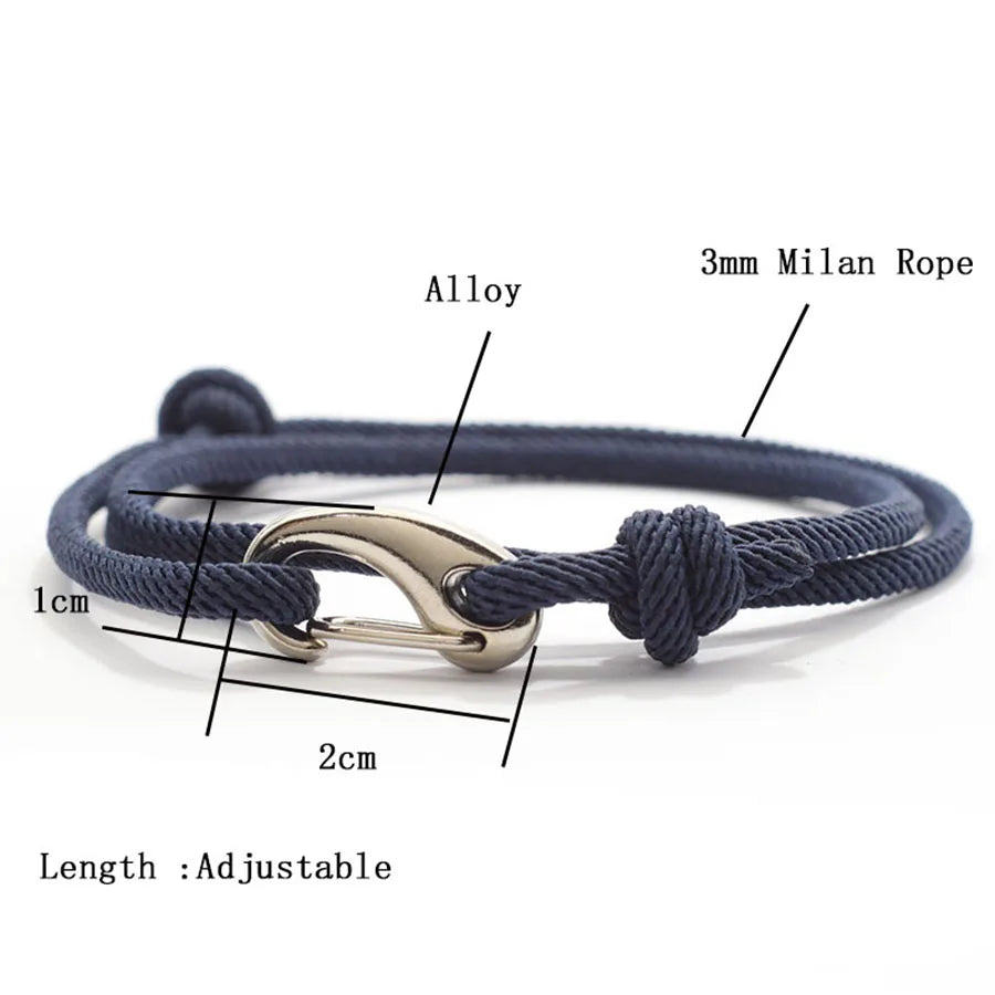 New Simple Style Double Layered Marine String Bracelet For Men Women Sliding Adjustable 3mm Thin Rope Nautical Braclet Pulseria