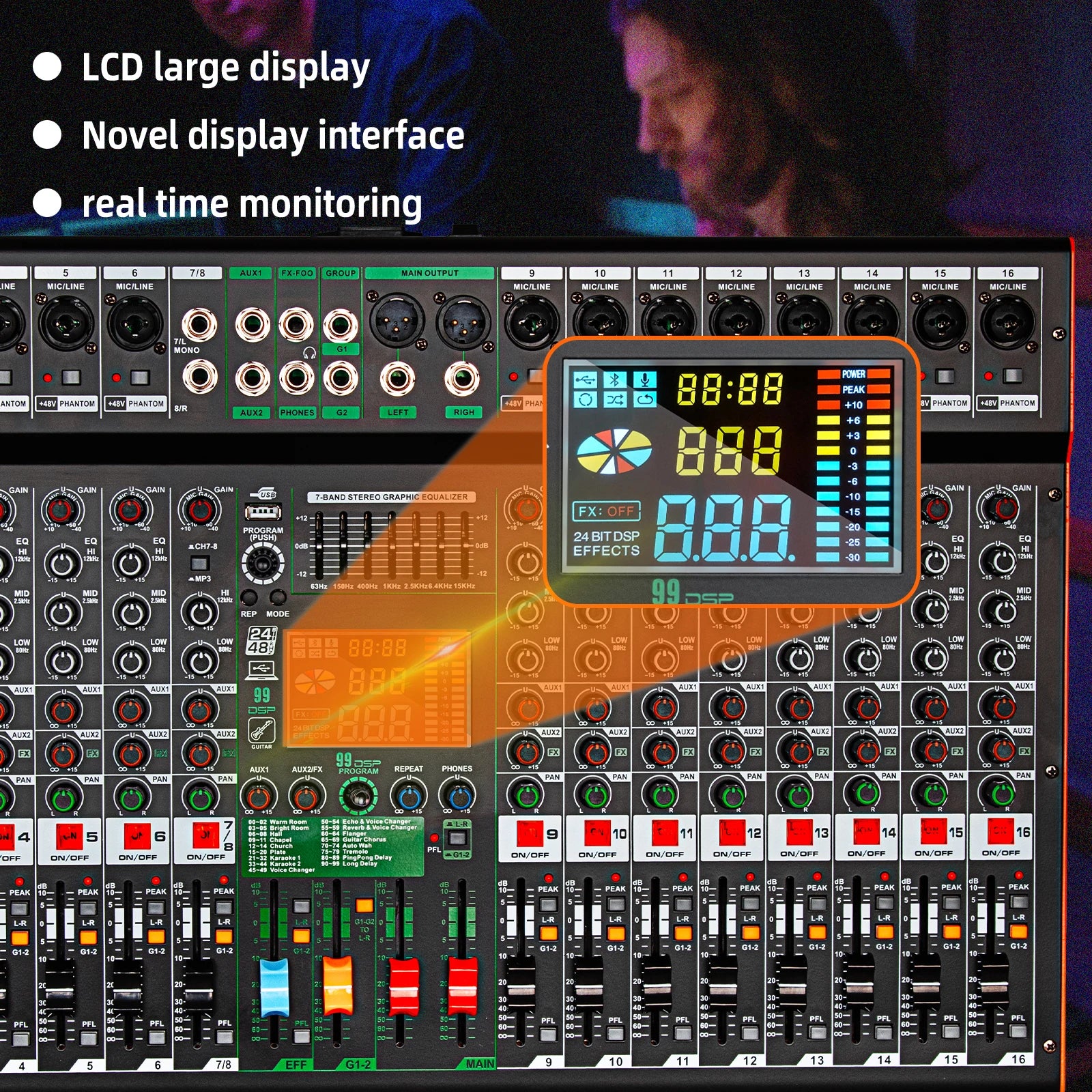 16channel Digital Mixer TC16 Professional Audio Mixer Depusheng 99DSP DJ console reverb chip Bluetooth USB