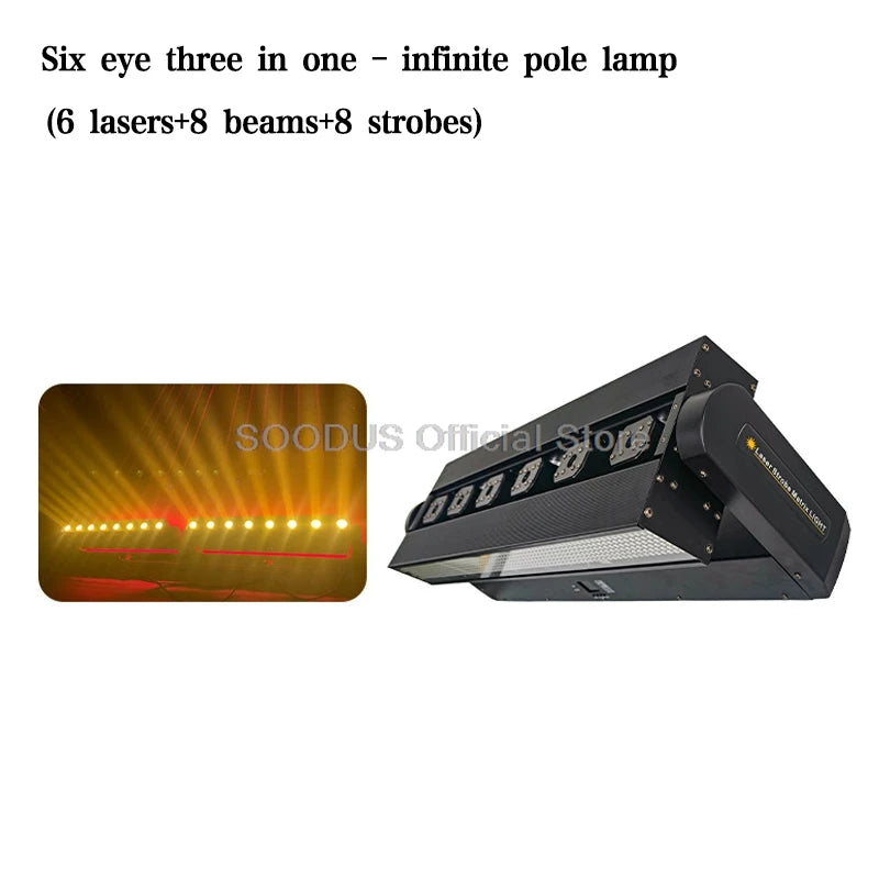 Dj Light LED Beam Moving Head Light DMX512 6 heads Laser Strobe Voice Control RGB For Stage DJ Disco Nightclub KTV Stage Effect