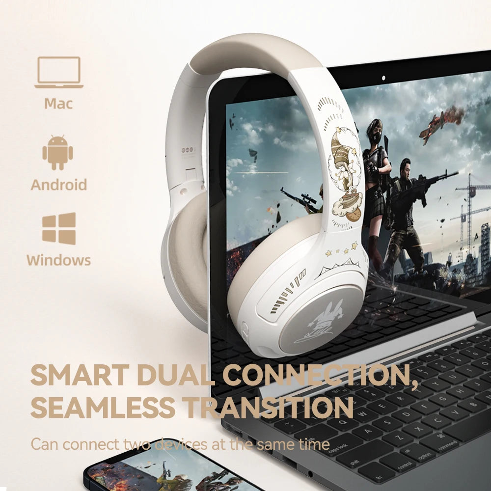 Girls Active Noise Cancelling Wireless Bluetooth Over-Ear Headphones, Memory Foam Ear Cups,100H Playtime,Kids Headset with Mic