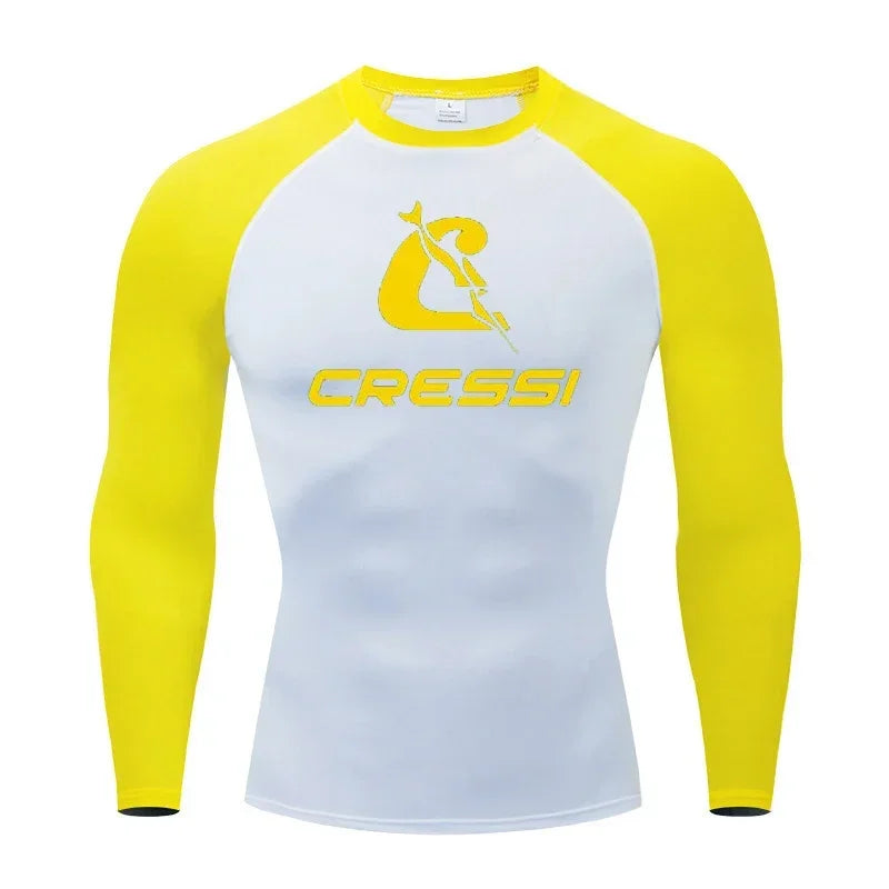 Men Surf Sunscreen Diving Suit Rash Protection t-Shirt Swimsuit Tight Short-Sleeved Swimming Floating UV Protection Diving Suit