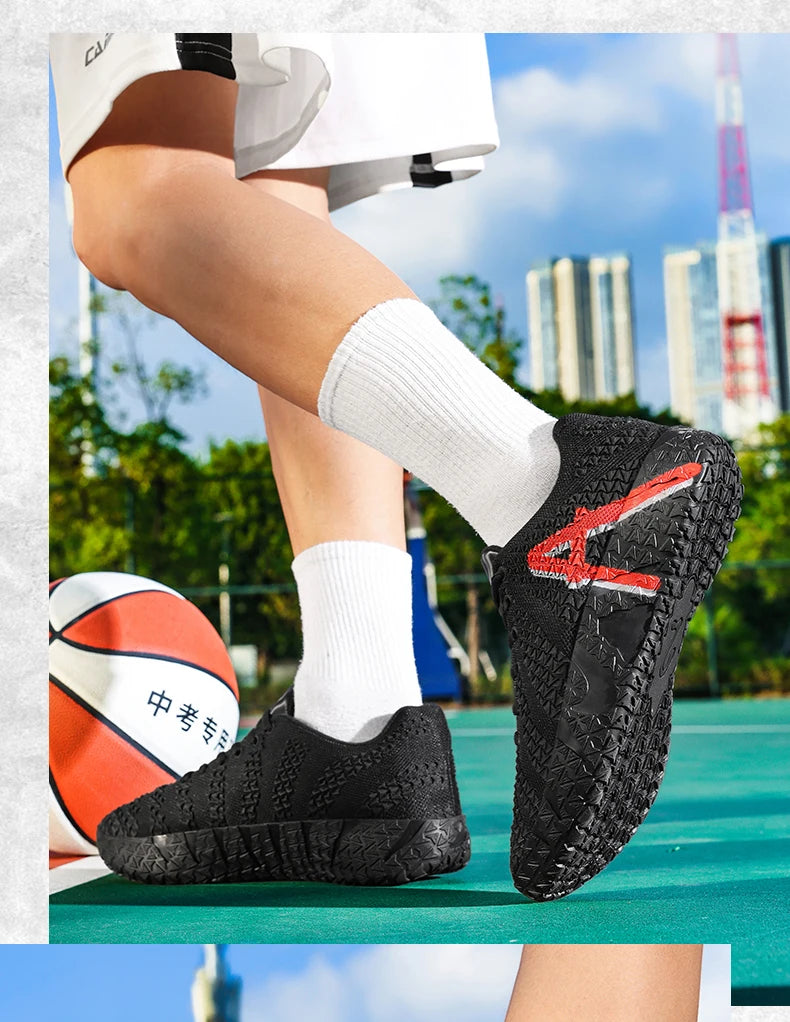 Sports and leisure shoes, men's shoes, marathon oversized air cushioned shoes, fly woven all season rubber, wear-resistant, anti