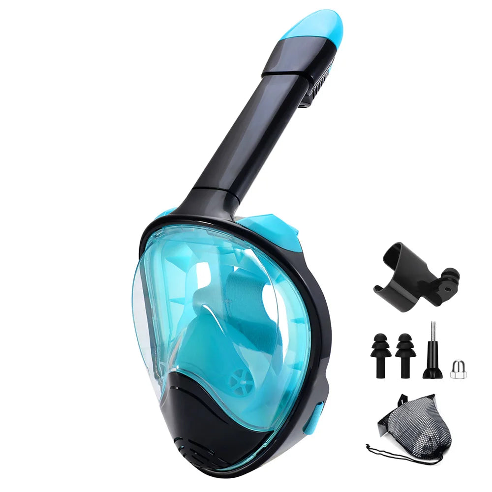 Full Face Snorkel Mask with Detachable Camera Mount,Snorkeling Swimming Diving Mask Wide View Anti-Fog Anti-Leak for Adult Youth