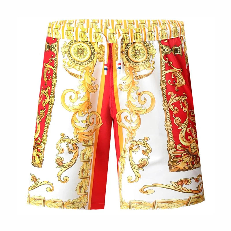 Gold Luxury Swimwear Shorts Breathable Surf Board Shorts Men's Vacation Beach Shorts Quick Dry Swimsuit Summer Sports Trunks Man