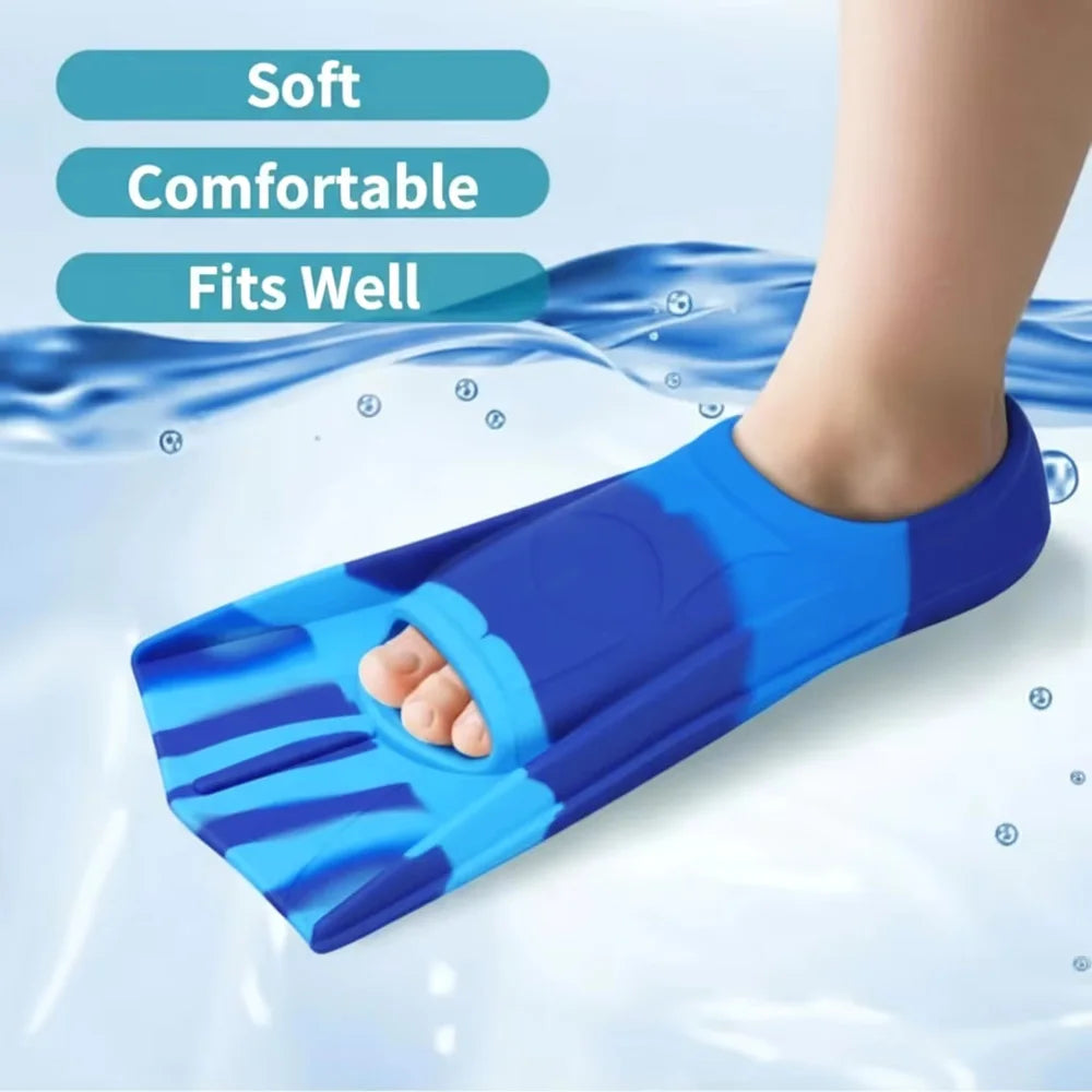 Silicone Swimming Flippers Snorkel Fins Short Frog Shoes Professional Training Breaststroke Scuba Diving Freesnorkel Men Women