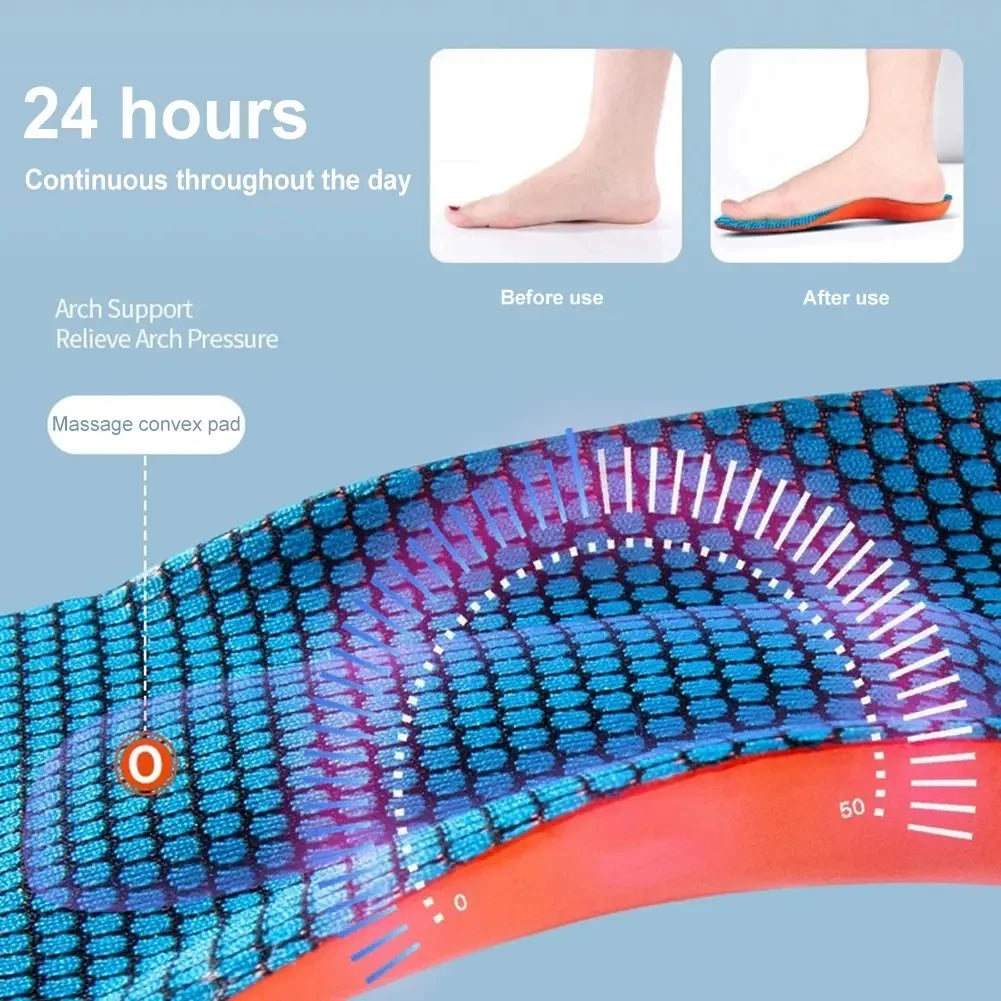 Sport Orthopedic Insoles for Feet Men Women EVA Breathable Shock Absorption Shoes Insole for Running Basketball Sport Care Pads